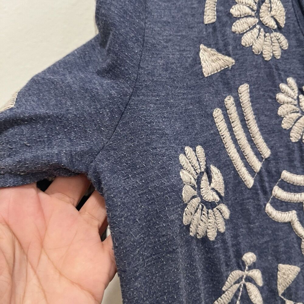 JWLA Johnny Was Tunic Top Boho Shirt Womens 3/4 Sleeve Blue Embroidered Tribal - Picture 4 of 7